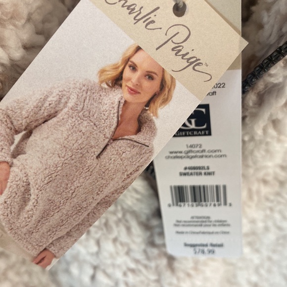 (A5) Charlie Paige Rugged Luxe Sherpa Mock Pullover, Very Pale Pink, Size S, NWT - Picture 11 of 11